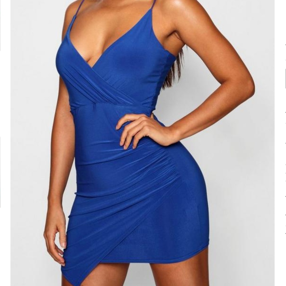 Boohoo wrap detail bodycon dress